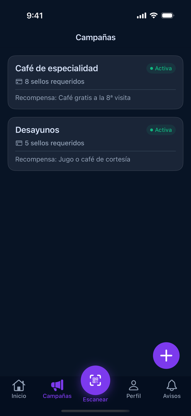 Lista de campañas activas en la app de Premia